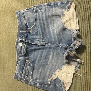 American Eagle Outfitters Light Blue Distressed Jean Shorts